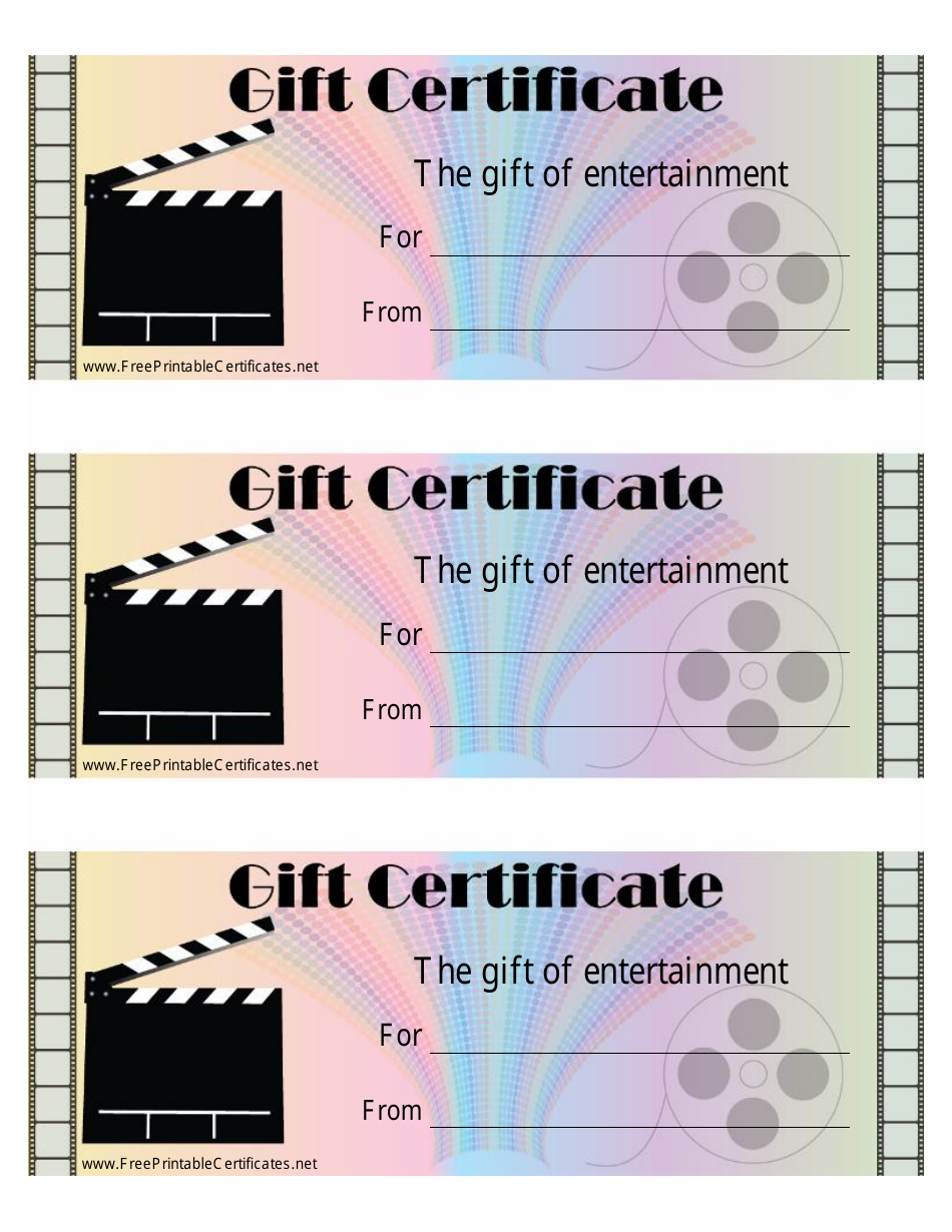 Entertainment Gift Certificate Templates Download Printable PDF