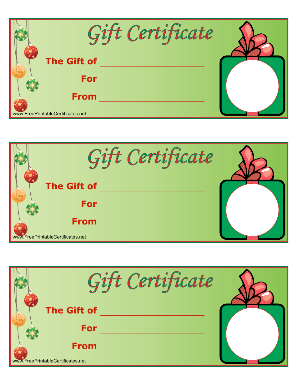 Christmas Gift Certificate Templates, Page 1
