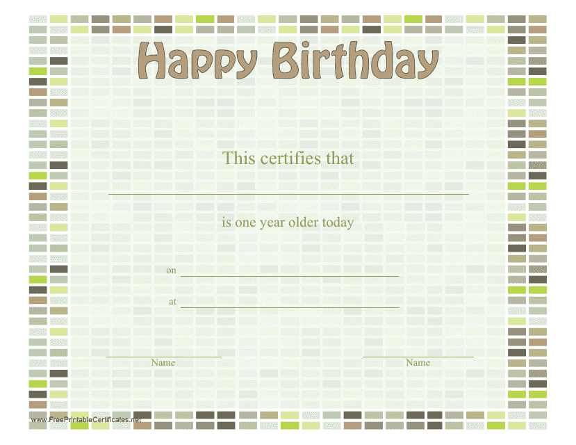 Happy Birthday Certificate Template Download Pdf
