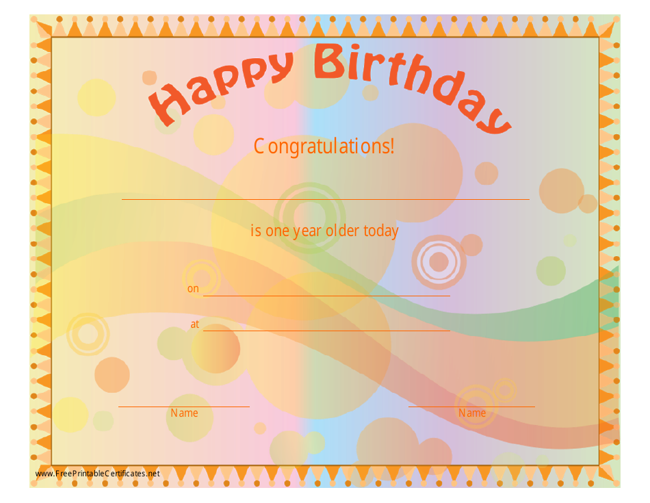 Editable Birthday Certificate