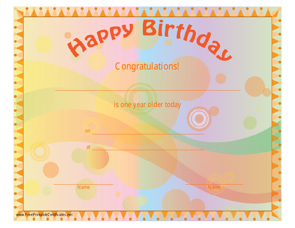 Happy Birthday Certificate Template, Page 1