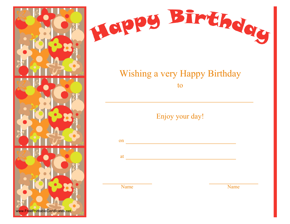 Happy Birthday Certificate Template Red Download Printable PDF 