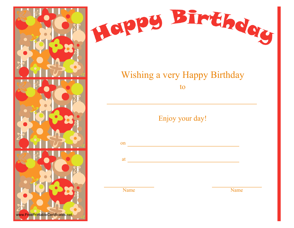 Black and Gold Birthday Certificate Template with "Happy Birthday" written in elegant script font against a vibrant red background.