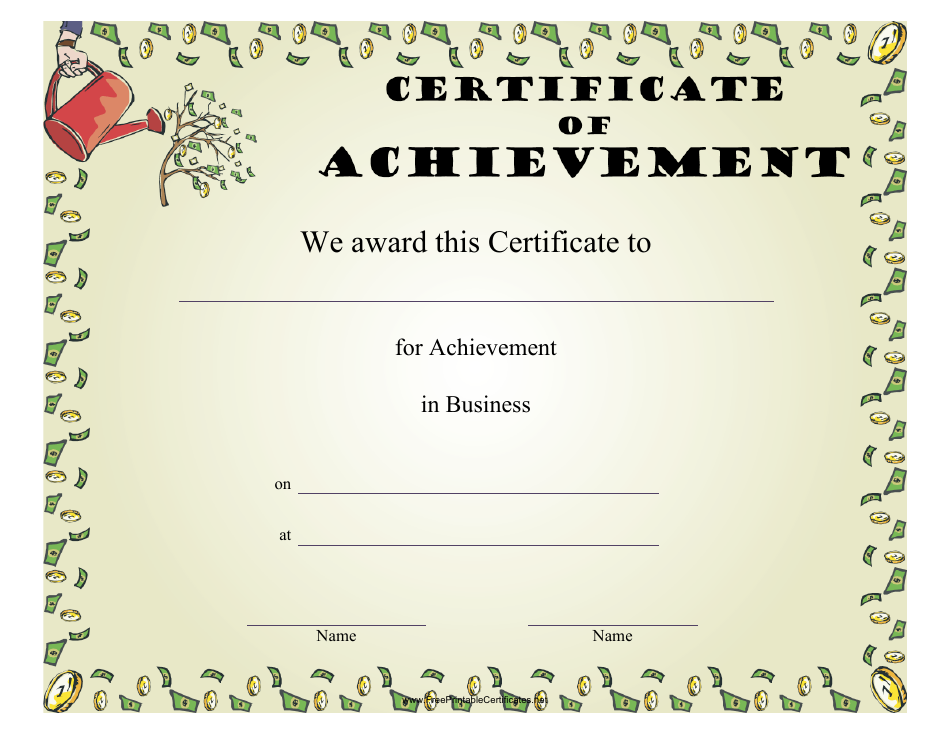 Business Certificate of Achievement Template - Fill Out, Sign Online ...