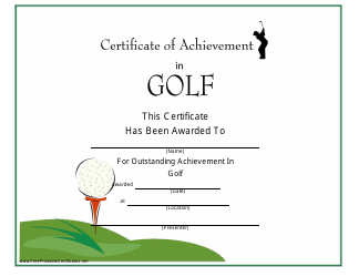Document preview: Golf Certificate of Achievement Template - White
