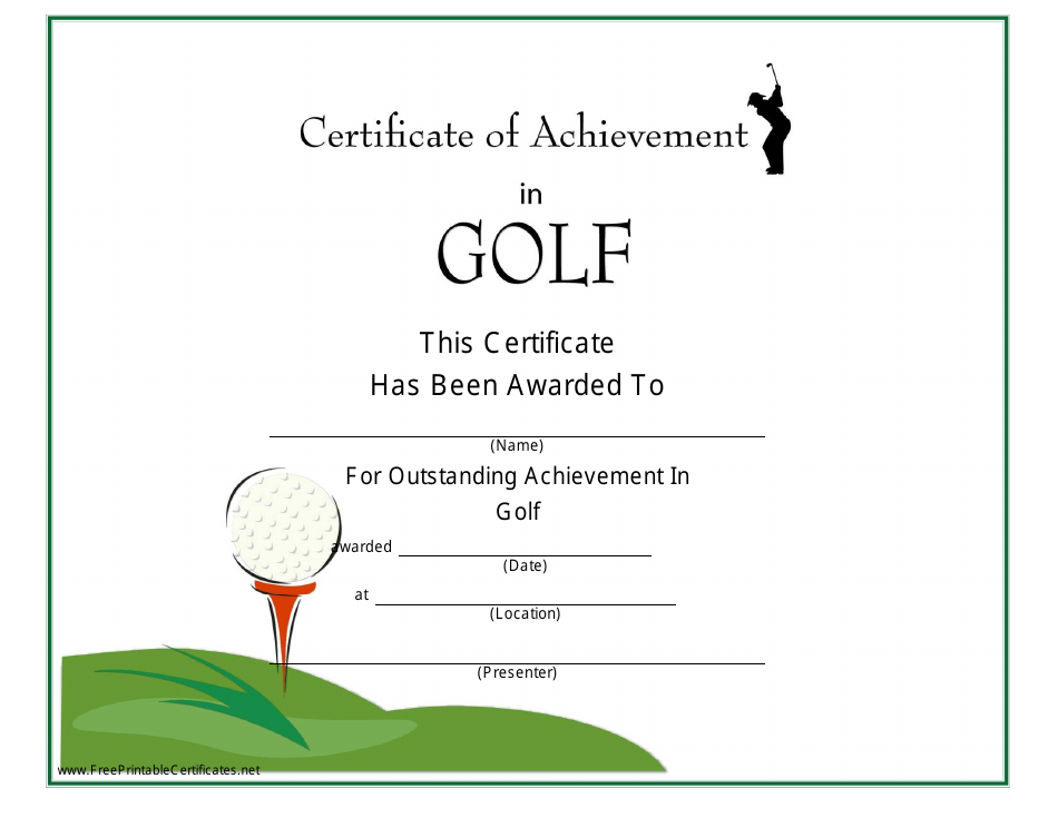 Golf Certificate of Achievement Template, Page 1