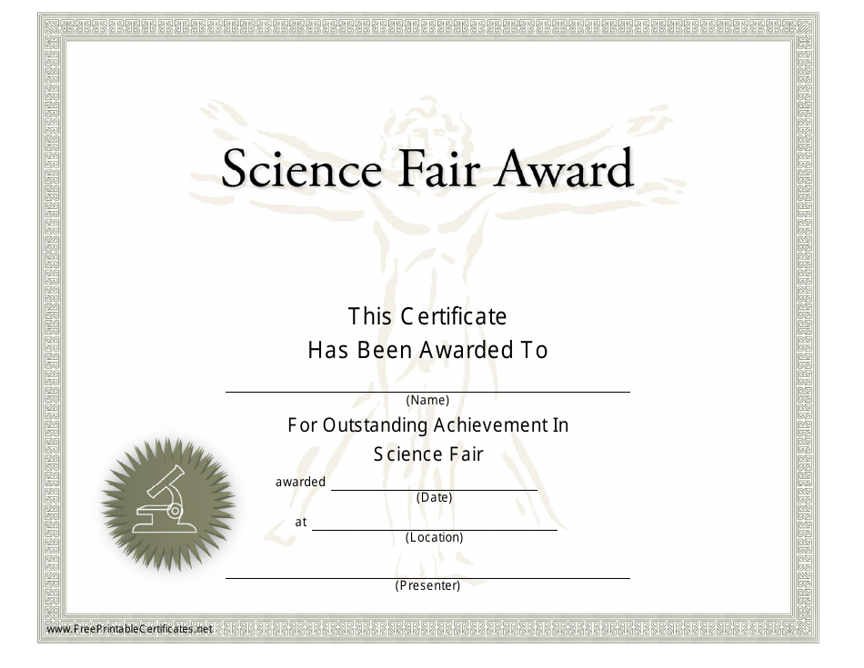 Science Fair Award Certificate Template Preview - Beige