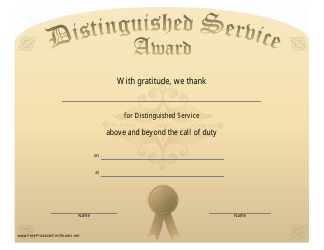 Distinguished Service Award Certificate Template Download Printable PDF ...