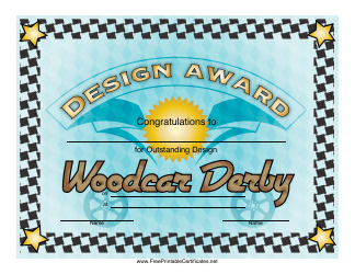 &quot;Woodcar Derby Design Award Certificate Template&quot;