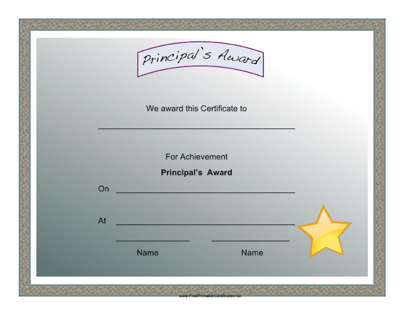 Principal's Award Certificate Template Download Pdf
