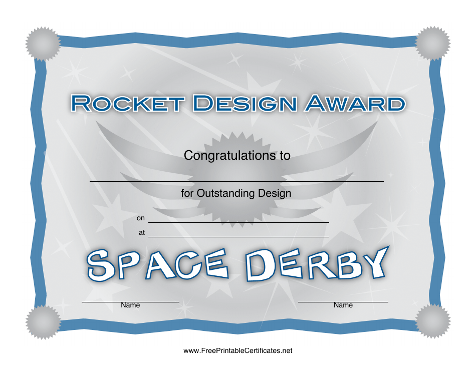 Space Derby Pocket Design Award Certificate Template