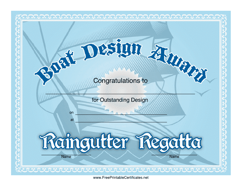 Boat Design Award Certificate Template Download Pdf