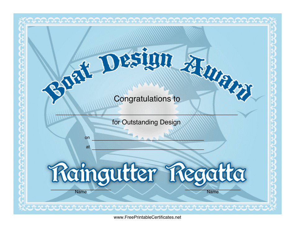Boat Design Award Certificate Template Download Printable PDF