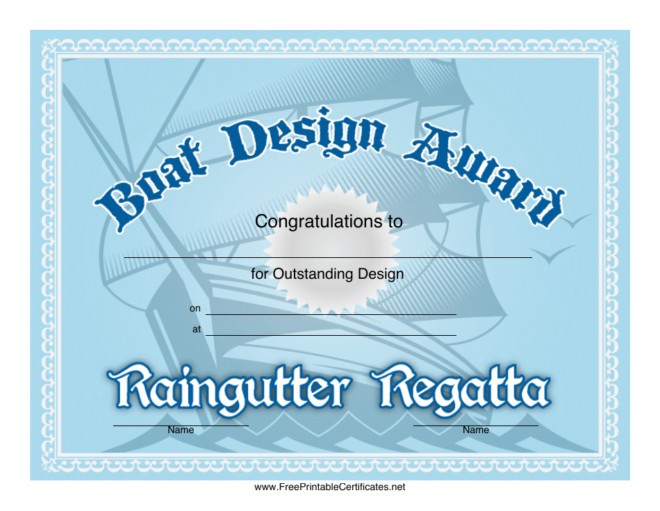 Boat Design Award Certificate Template - Elegant and professional certificate template for boat design awards