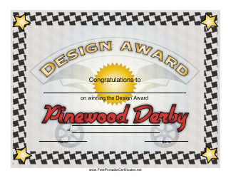 &quot;Pinewood Derby Design Award Certificate Template&quot;