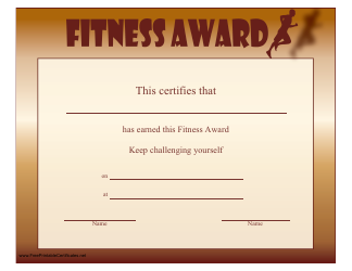 Document preview: Fitness Award Certificate Template