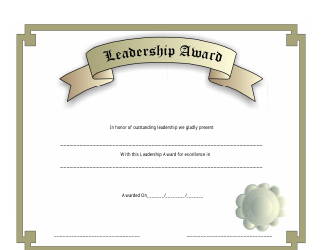 Document preview: Leadership Award Certificate Template - Emblem