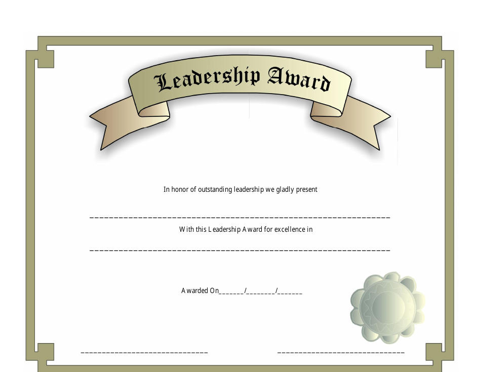 Leadership Award Certificate Template with an emblem