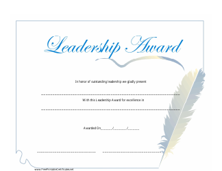 Document preview: Leadership Award Certificate Template - Blue
