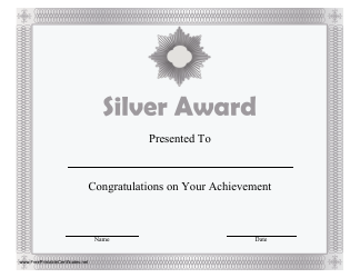 &quot;Silver Award Certificate Template&quot;