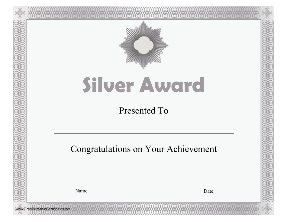 Silver Award Certificate Template Preview
