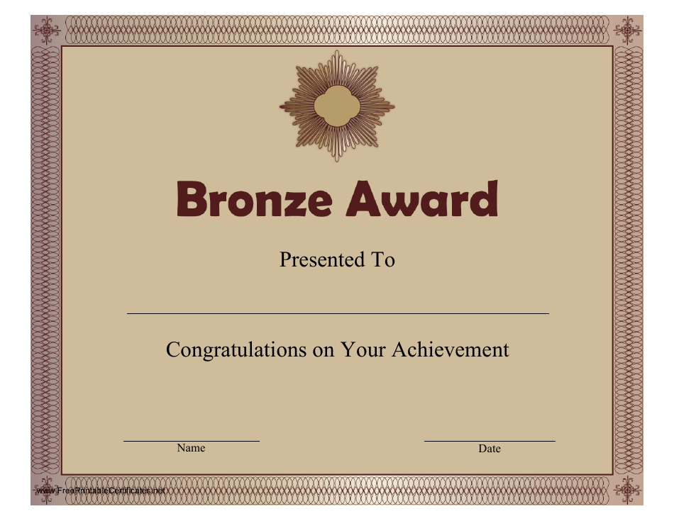 Bronze Award Certificate Template (Preview)