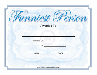 Document preview: Funniest Person Award Certificate Template