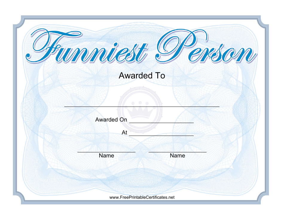 Funniest Person Award Certificate Template | Customize and Download