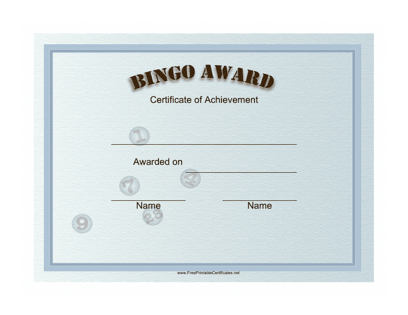 Bingo Award Certificate Template - atas Far grouppterays **/