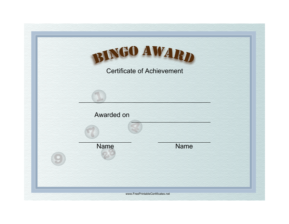Bingo Award Certificate Template - atas Far grouppterays **/