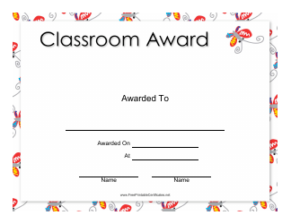 Document preview: Classroom Award Certificate Template