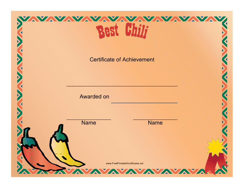Best Chili Award Certificate Template Download Pdf