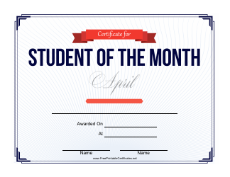 &quot;Student of the Month Certificate Template - April&quot;