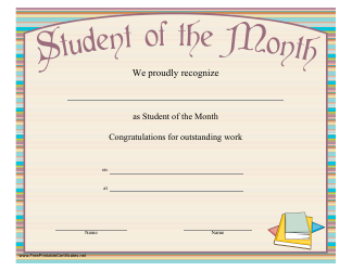 &quot;Student of the Month Certificate Template&quot;