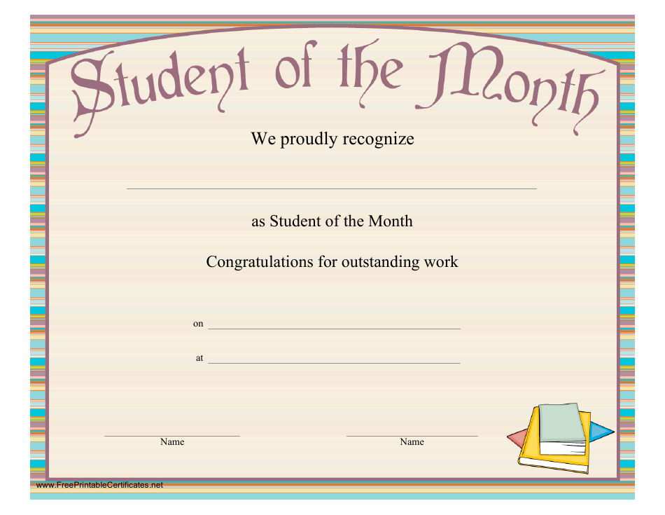 Student of the Month Certificate Template (Varicolored)