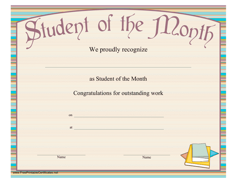 Student of the Month Certificate Template (Varicolored)