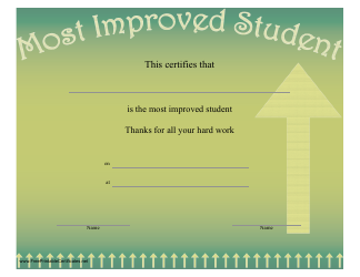 &quot;Most Improved Student Certificate Template&quot;