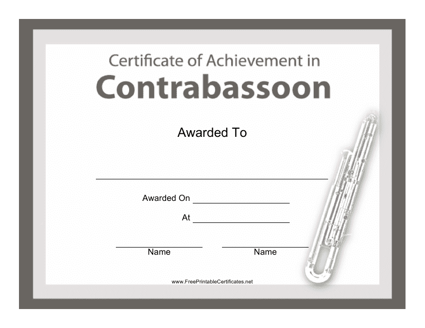 Contrabassoon Certificate of Achievement Template Download Pdf