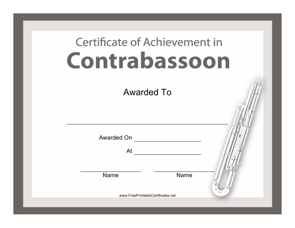 Contrabassoon Certificate of Achievement Template, Page 1