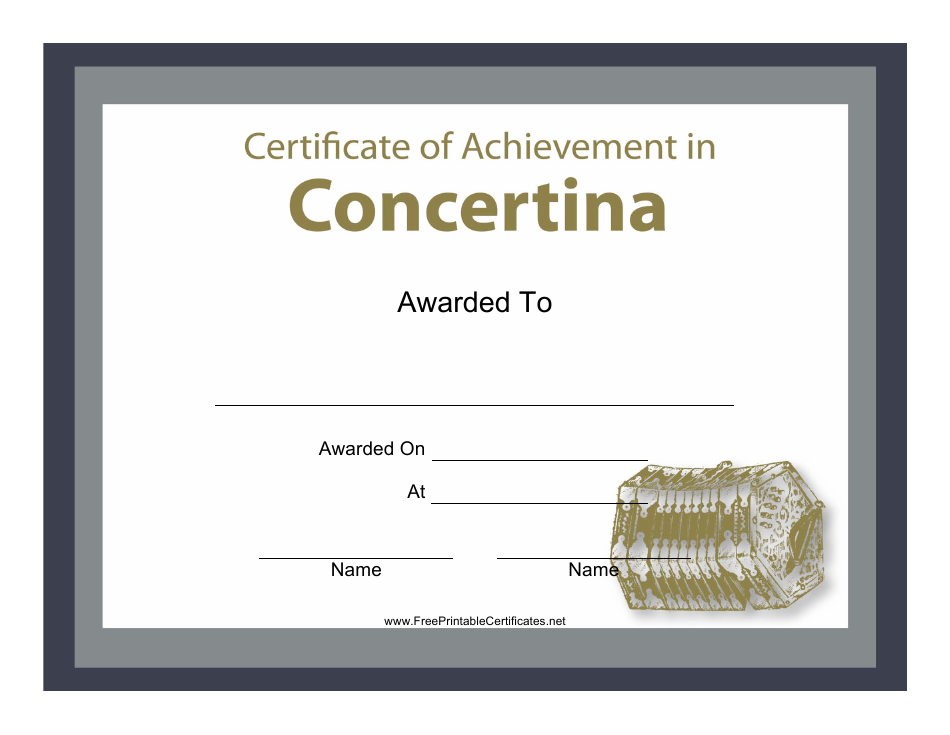 Certificate of Achievement in Concertina Template, Page 1
