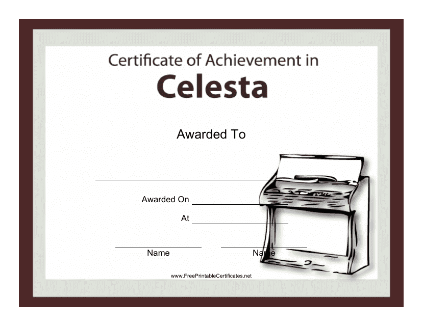 Celesta Certificate of Achievement Template