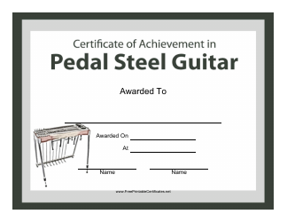 Document preview: Pedal Steel Guitar Certificate of Achievement Template