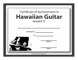 Document preview: Hawaiian Guitar Certificate of Achievement Template