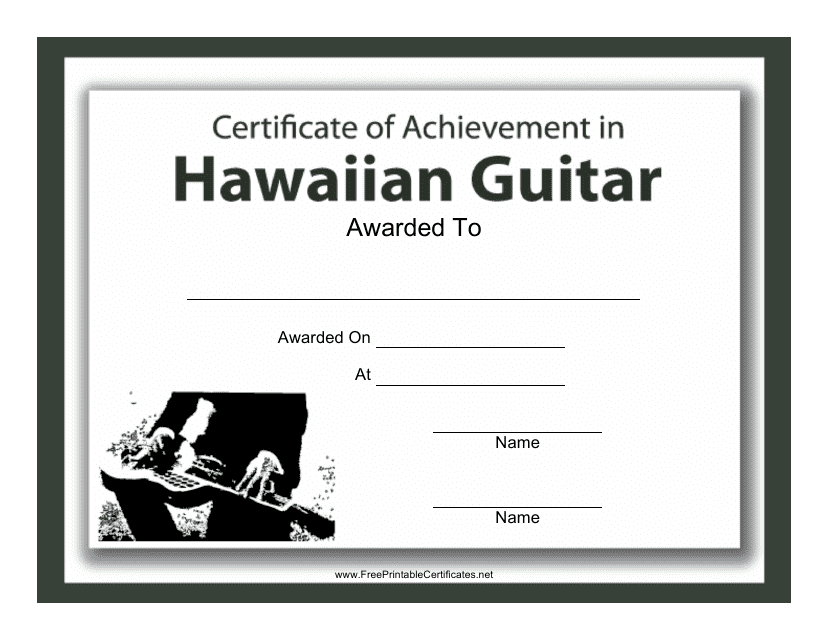 Hawaiian Guitar Certificate of Achievement Template