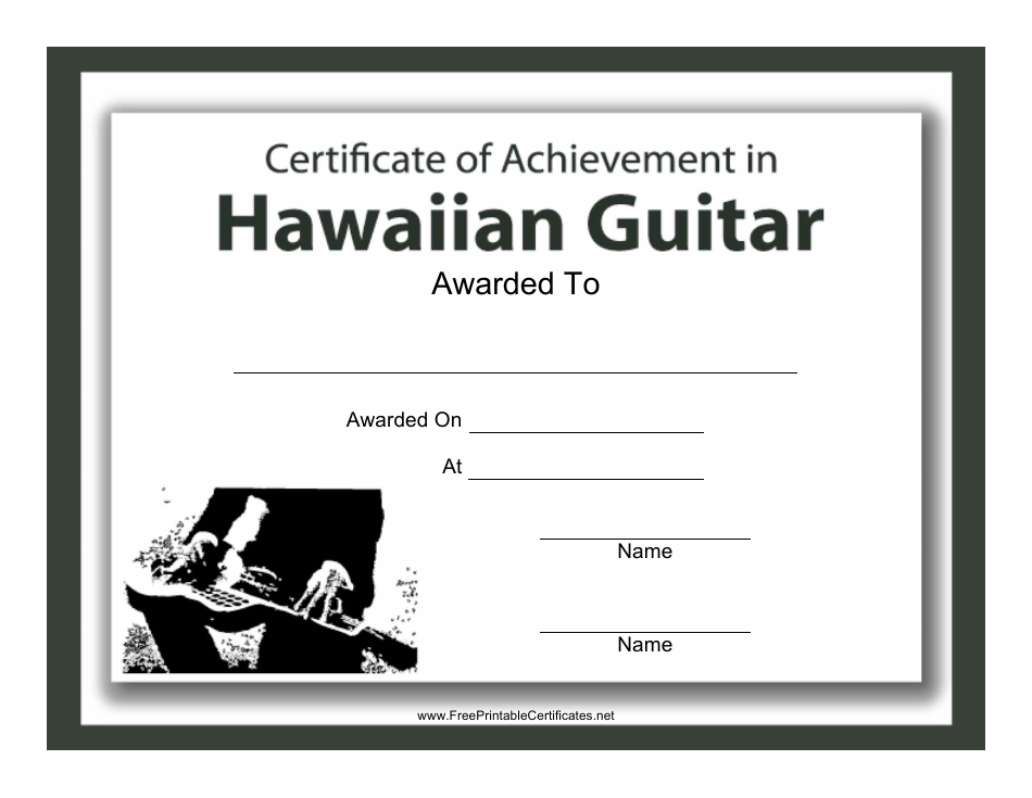 Hawaiian Guitar Certificate of Achievement Template, Page 1