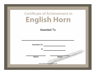 &quot;English Horn Certificate of Achievement Template&quot;
