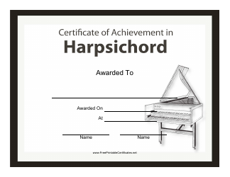 &quot;Harpsichord Certificate of Achievement Template&quot;