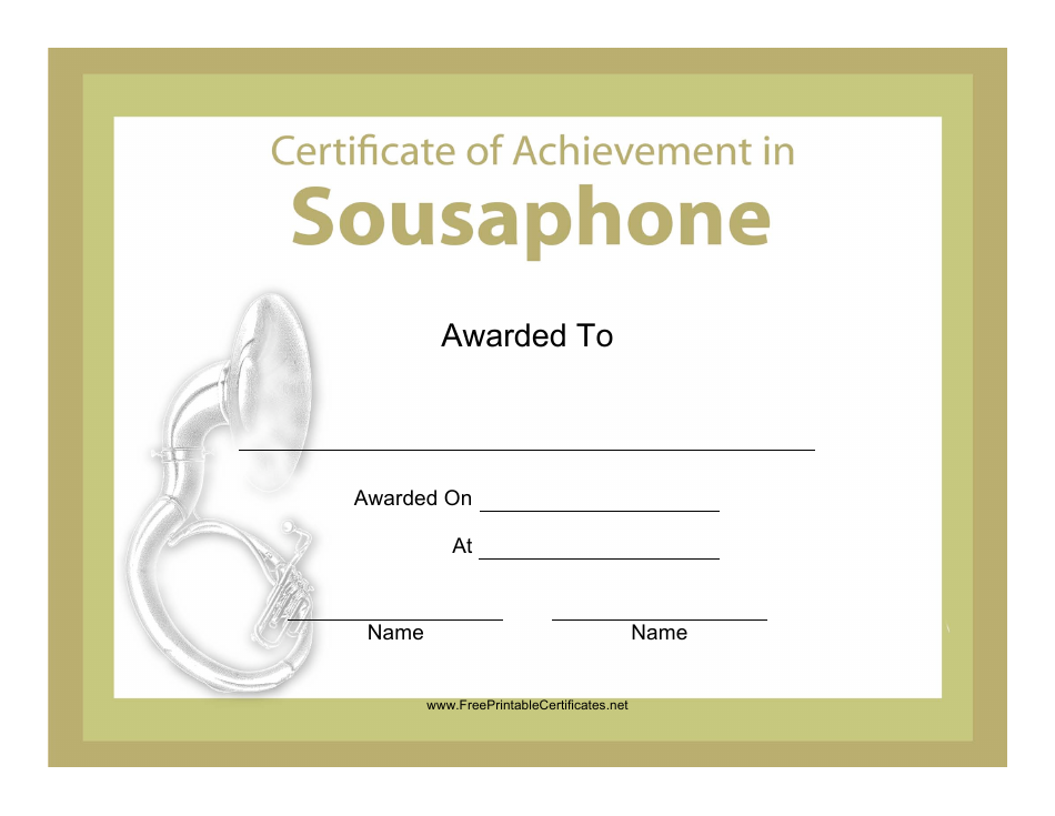 Sousaphone Certificate of Achievement Template Image Preview