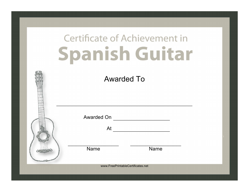 Spanish Guitar Certificate of Achievement Template