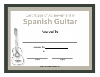 Document preview: Spanish Guitar Certificate of Achievement Template
